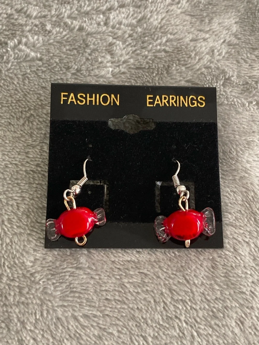 Red glass candy beaded earrings